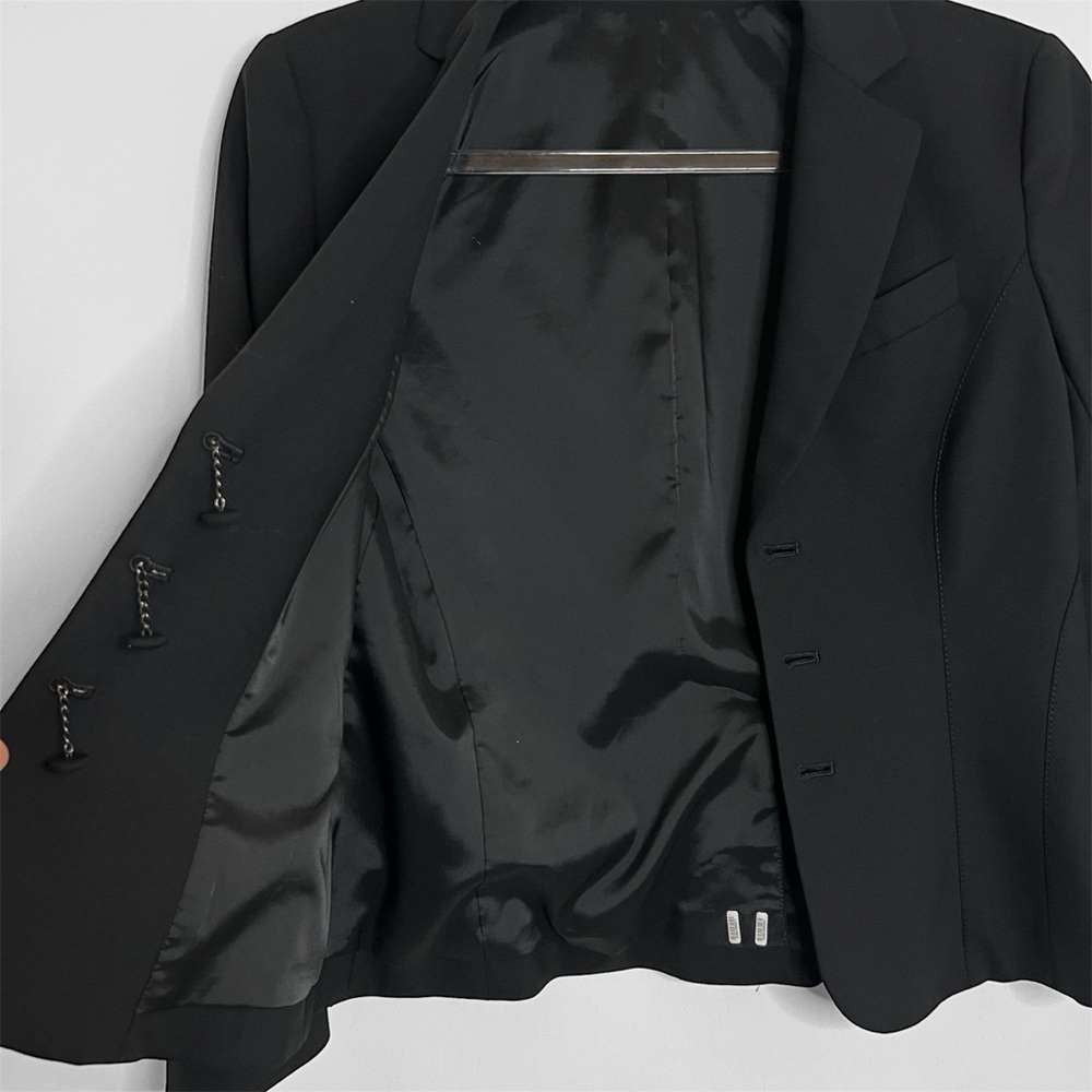 Theory Wool Blend Black Cufflink Button 3/4 Sleeve Suit Blazer - Picture 9 of 12